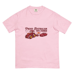 The Tractor Mugs Store Blossom John Deere 3350 4WD PROUD AUSTRALIAN 100% FARMER Two Tone | Unisex Premium T-shirt Quality Farmers Merch