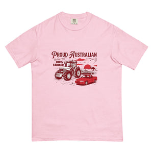 The Tractor Mugs Store Blossom John Deere 7810 PROUD AUSTRALIAN 100% FARMER Two Tone | Unisex Premium T-shirt Quality Farmers Merch