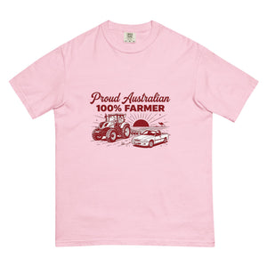 The Tractor Mugs Store Blossom New Holland T7.210 PROUD AUSTRALIAN 100% FARMER Two Tone | Unisex Premium T-shirt Quality Farmers Merch