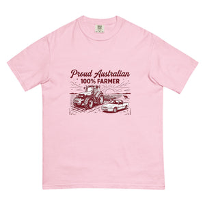 The Tractor Mugs Store Blossom New Holland TM 155 PROUD AUSTRALIAN 100% FARMER Two Tone | Unisex Premium T-shirt Quality Farmers Merch