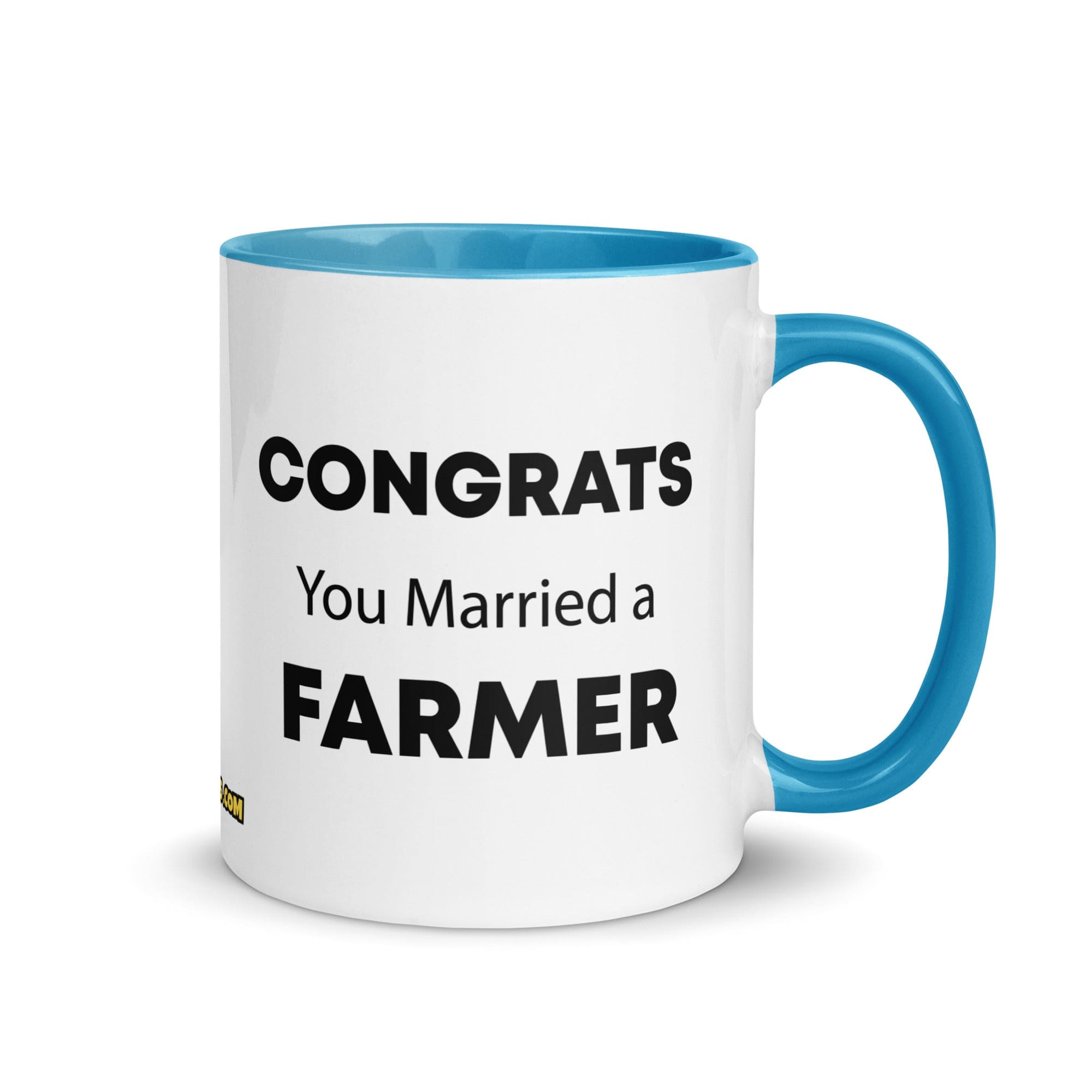 The Tractor Mugs Store Blue Congrats You Married A Farmer | Mug with Color Inside Quality Farmers Merch