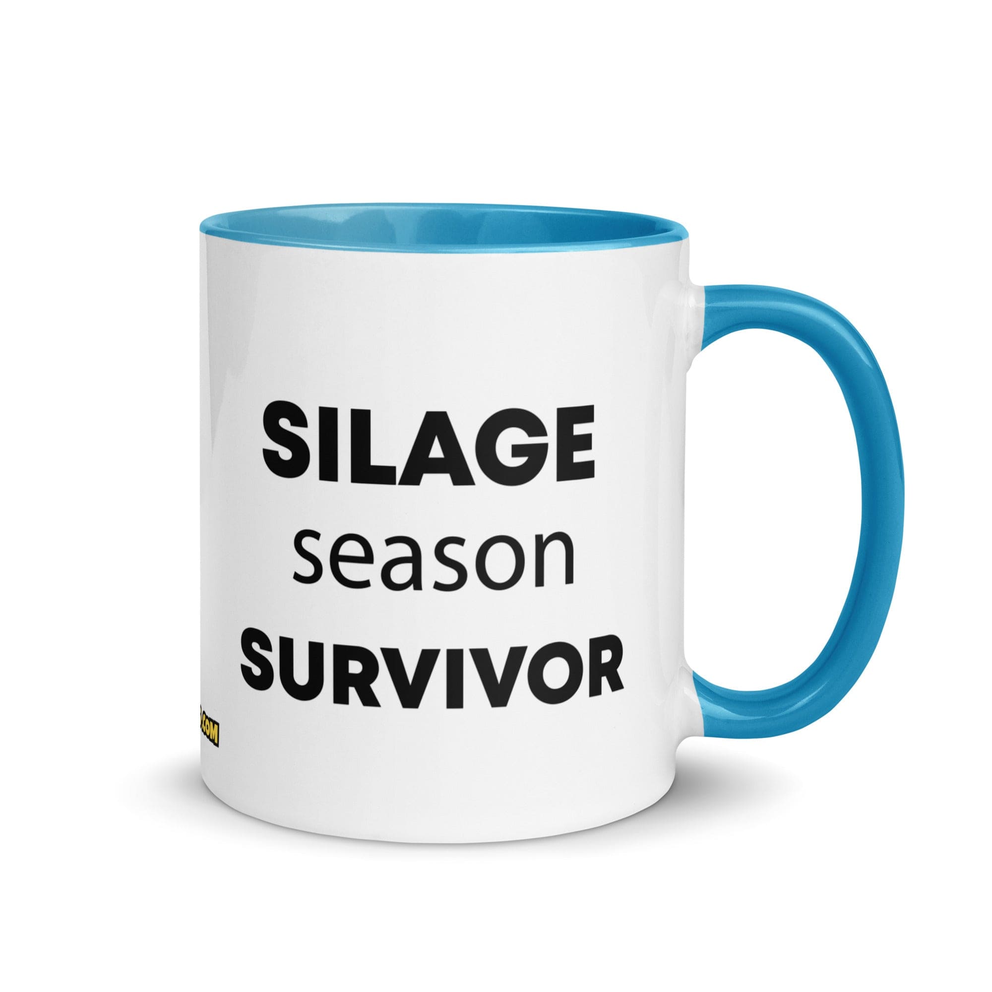 The Tractor Mugs Store Blue Silage Season Survivor  | Mug with Color Inside Quality Farmers Merch