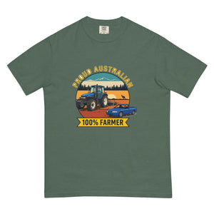 The Tractor Mugs Store Blue Spruce New Holland TM 135 PROUD AUSTRALIAN 100% FARMER Outdoor | Unisex Premium T-shirt Quality Farmers Merch