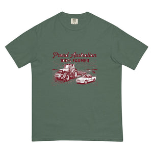 The Tractor Mugs Store Blue Spruce New Holland TM 155 PROUD AUSTRALIAN 100% FARMER Two Tone | Unisex Premium T-shirt Quality Farmers Merch