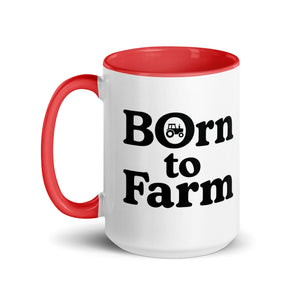 The Tractor Mugs Store Born to Farm | Mug with Color Inside Quality Farmers Merch