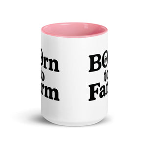 The Tractor Mugs Store Born to Farm | Mug with Color Inside Quality Farmers Merch