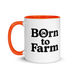 The Tractor Mugs Store Born to Farm | Mug with Color Inside Quality Farmers Merch