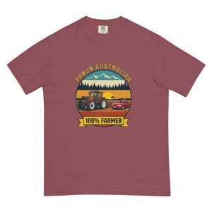 The Tractor Mugs Store Brick FIATAGRI F130 PROUD AUSTRALIAN 100% FARMER Outdoor | Unisex Premium T-shirt Quality Farmers Merch