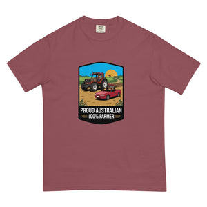 The Tractor Mugs Store Brick FIATAGRI F140 PROUD AUSTRALIAN 100% FARMER Bright | Unisex Premium T-shirt Quality Farmers Merch