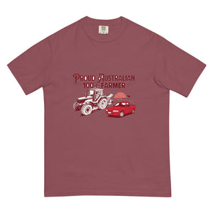 The Tractor Mugs Store Brick FIATAGRI F140 PROUD AUSTRALIAN 100% FARMER Two Tone | Unisex Premium T-shirt Quality Farmers Merch
