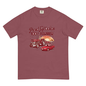 The Tractor Mugs Store Brick Massey Ferguson 135 PROUD AUSTRALIAN 100% FARMER Two Tone | Unisex Premium T-shirt Quality Farmers Merch