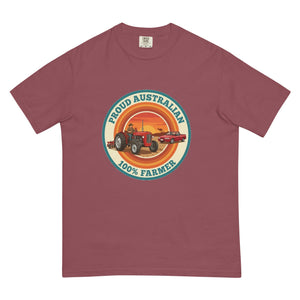The Tractor Mugs Store Brick Massey Ferguson 35X PROUD AUSTRALIAN 100% FARMER Retro | Unisex Premium T-shirt Quality Farmers Merch