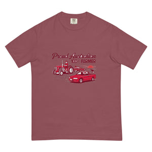 The Tractor Mugs Store Brick Massey Ferguson 35X PROUD AUSTRALIAN 100% FARMER Two Tone | Unisex Premium T-shirt Quality Farmers Merch