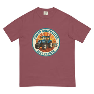 The Tractor Mugs Store Brick New Holland T7.210 PROUD AUSTRALIAN 100% FARMER Retro | Unisex Premium T-shirt Quality Farmers Merch