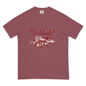 The Tractor Mugs Store Brick New Holland TM 135 PROUD AUSTRALIAN 100% FARMER Two Tone | Unisex Premium T-shirt Quality Farmers Merch