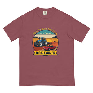 The Tractor Mugs Store Brick New Holland TM 155 PROUD AUSTRALIAN 100% FARMER Outdoor | Unisex Premium T-shirt Quality Farmers Merch