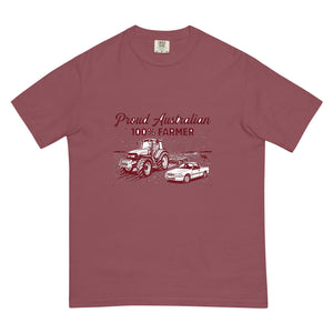 The Tractor Mugs Store Brick New Holland TM 155 PROUD AUSTRALIAN 100% FARMER Two Tone | Unisex Premium T-shirt Quality Farmers Merch