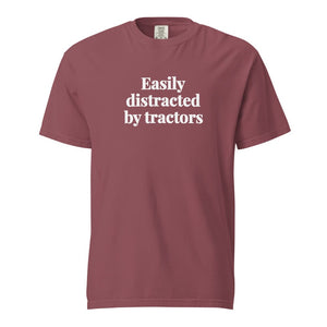The Tractor Mugs Store Brick / S Easily Distracted By Tractors | Unisex Premium T-shirt Quality Farmers Merch