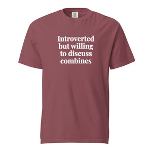 The Tractor Mugs Store Brick / S Introverted But Willing To Discuss Combines | Unisex Premium T-shirt Quality Farmers Merch