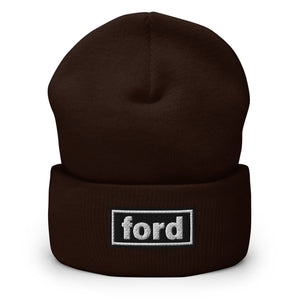 The Tractor Mugs Store Brown OASIS Style 'Ford' Cuffed Beanie Quality Farmers Merch