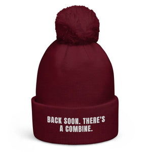 The Tractor Mugs Store Burgundy Back Soon. There's a Combine. | Pom-Pom Beanie Quality Farmers Merch