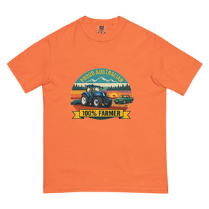 The Tractor Mugs Store Burnt Orange New Holland T7.210 PROUD AUSTRALIAN 100% FARMER Outdoor | Unisex Premium T-shirt Quality Farmers Merch