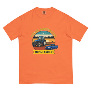 The Tractor Mugs Store Burnt Orange New Holland TM 135 PROUD AUSTRALIAN 100% FARMER Outdoor | Unisex Premium T-shirt Quality Farmers Merch