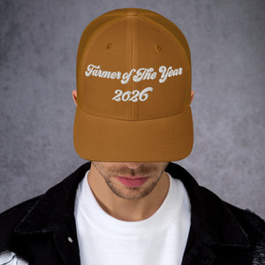 The Tractor Mugs Store Caramel Farmer of The Year 2026 | Retro 70's Trucker Cap Quality Farmers Merch