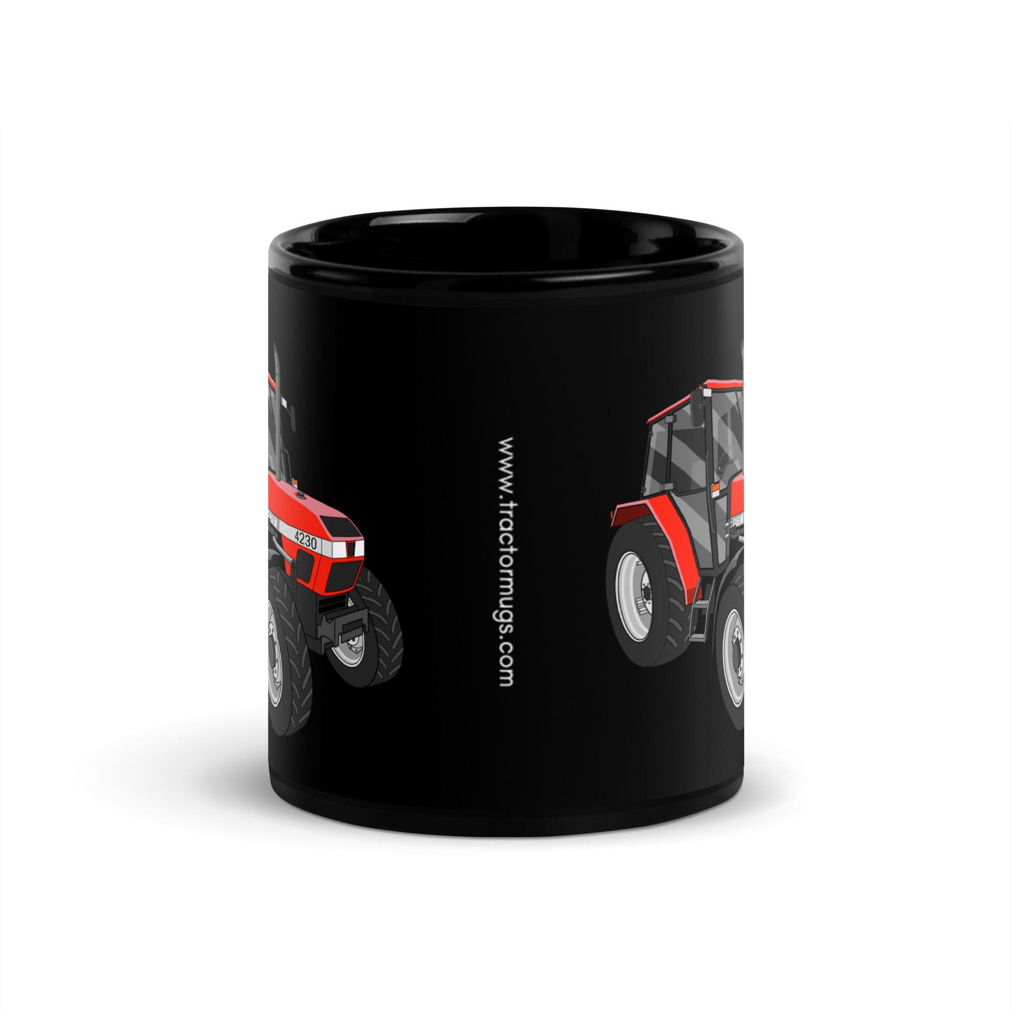 The Tractor Mugs Store Case 4230 | Black Glossy Mug Quality Farmers Merch