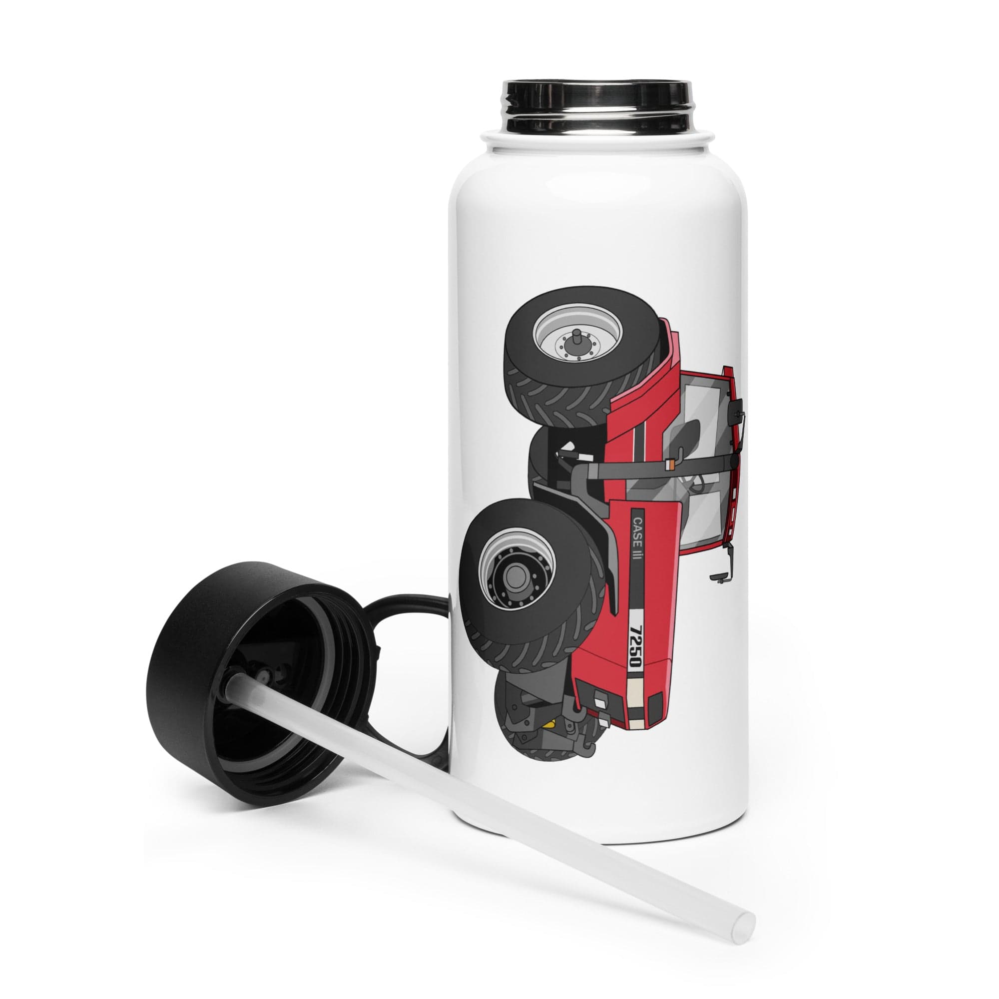 The Tractor Mugs Store Case IH 7250   | Stainless steel water bottle with a straw lid Quality Farmers Merch