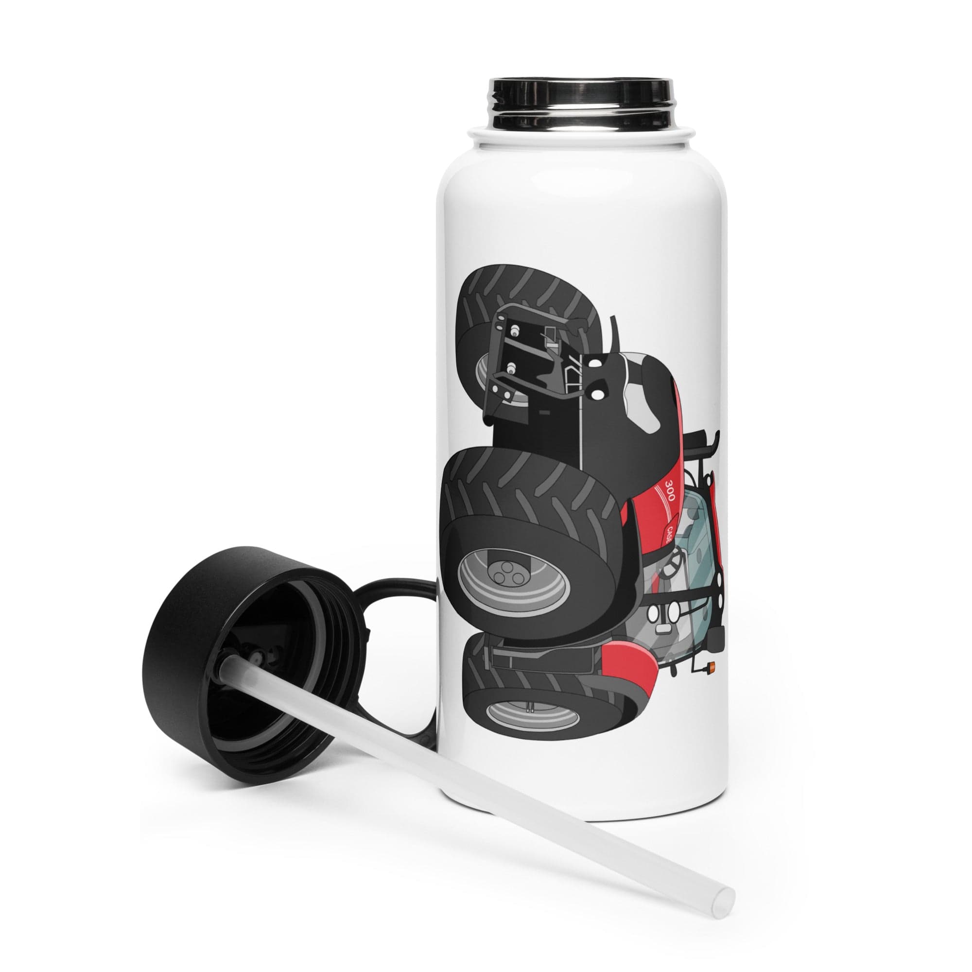 The Tractor Mugs Store Case IH Optum 300 CVX | Stainless steel water bottle with a straw lid Quality Farmers Merch