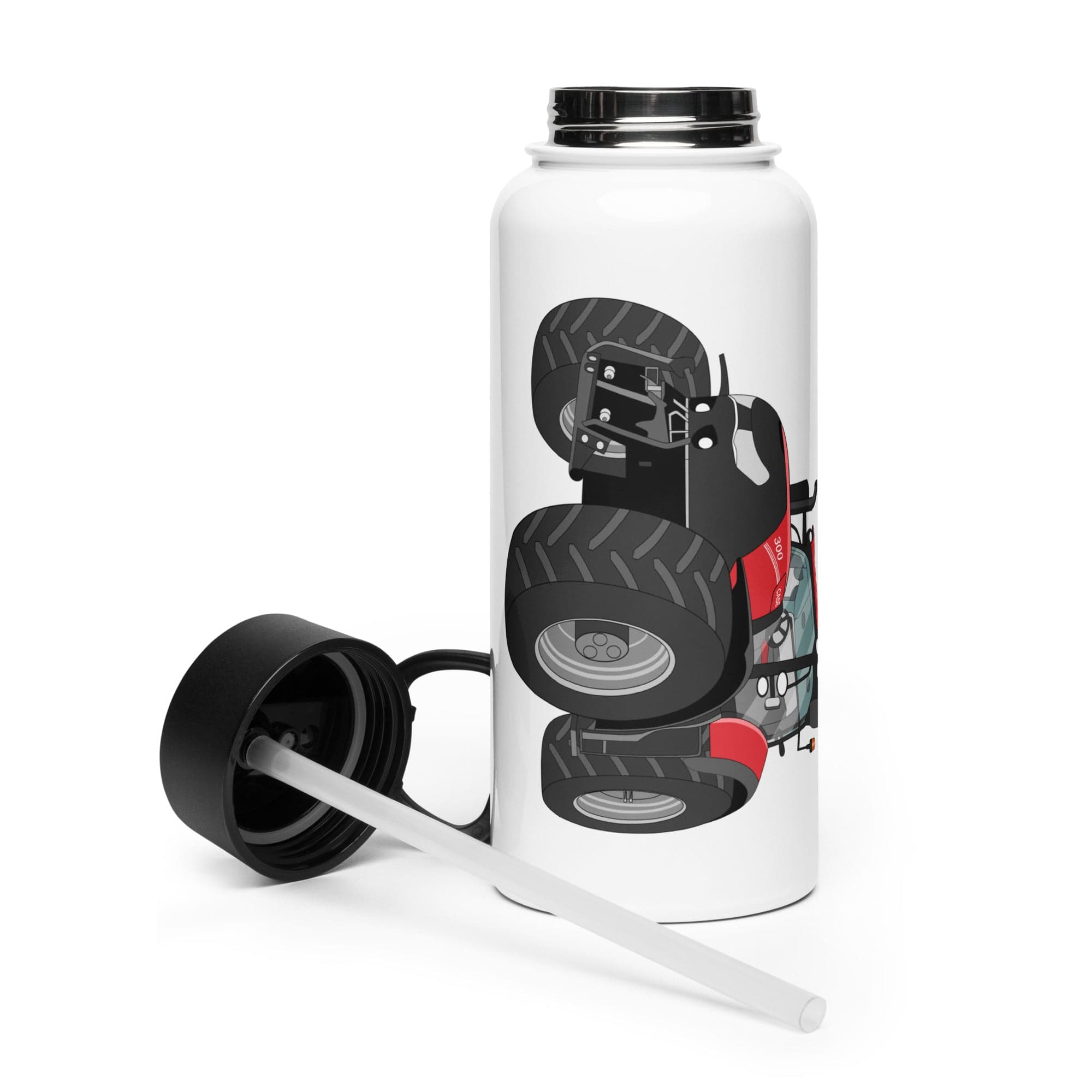 The Tractor Mugs Store Case IH Optum 300 CVX | Stainless steel water bottle with a straw lid Quality Farmers Merch