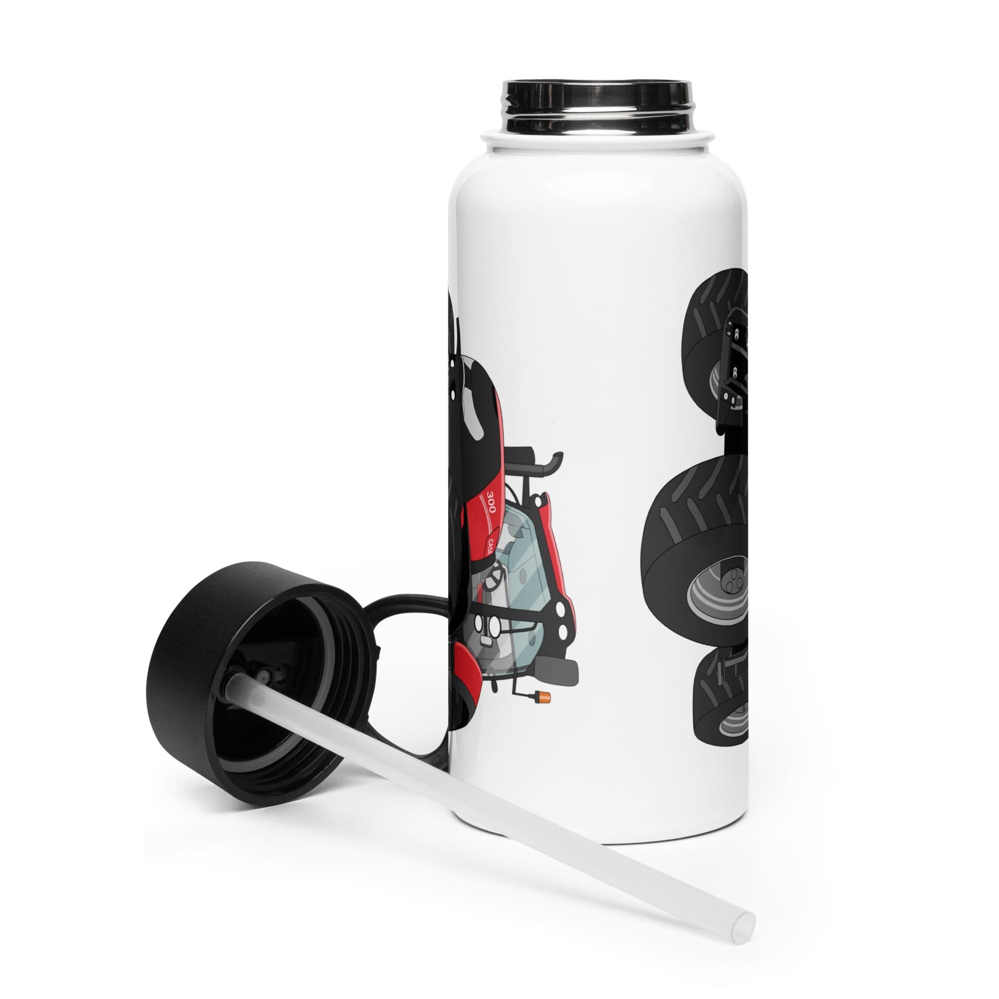 The Tractor Mugs Store Case IH Optum 300 CVX | Stainless steel water bottle with a straw lid Quality Farmers Merch