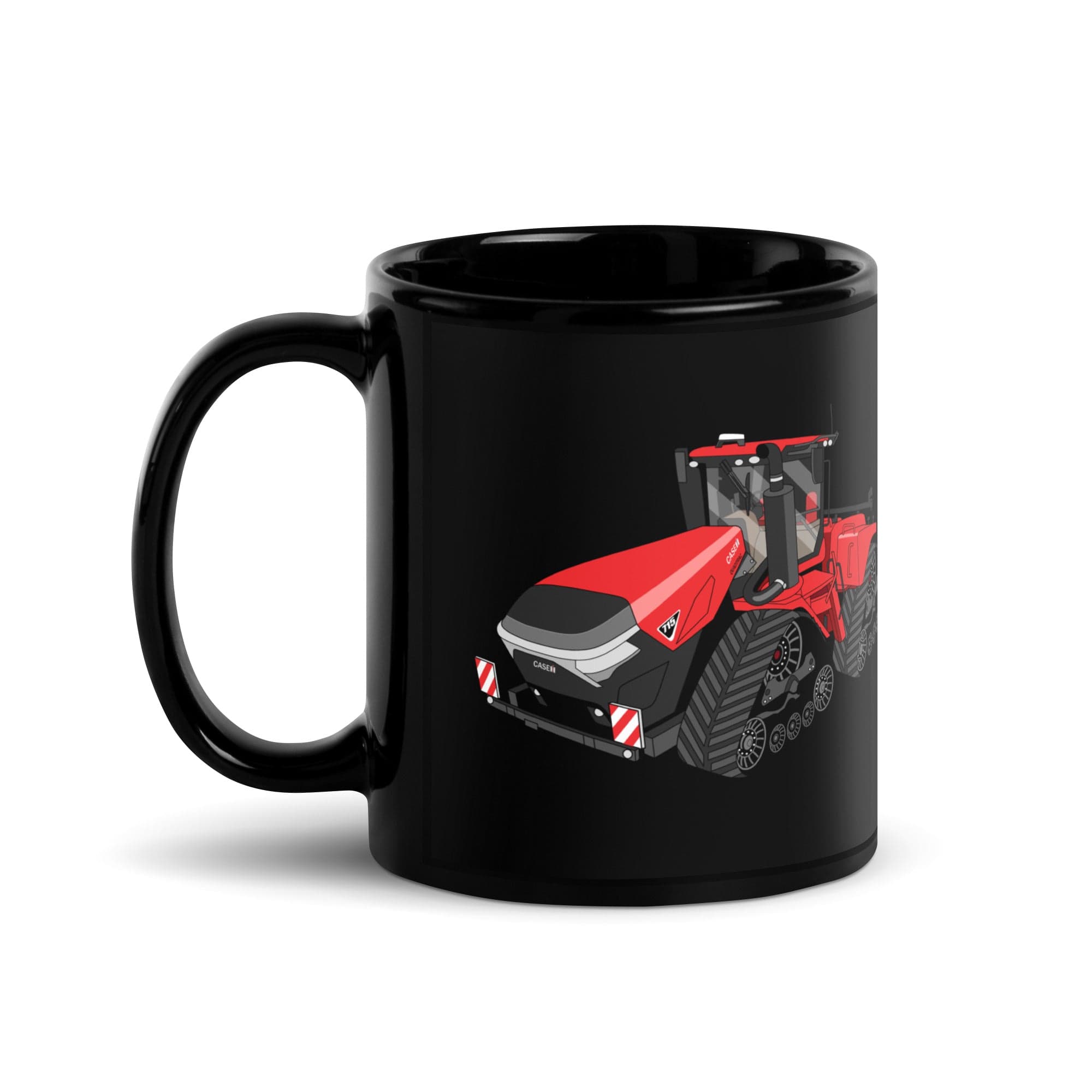 The Tractor Mugs Store Case IH Quadtrac 715 | Black Glossy Mug Quality Farmers Merch