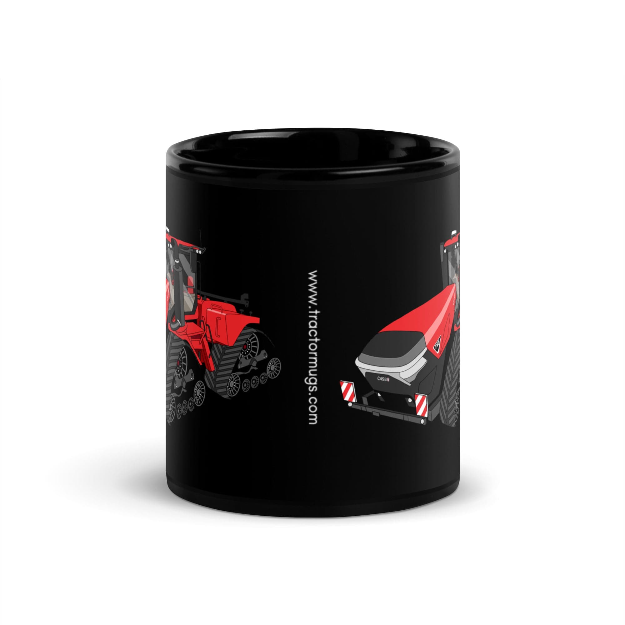 The Tractor Mugs Store Case IH Quadtrac 715 | Black Glossy Mug Quality Farmers Merch