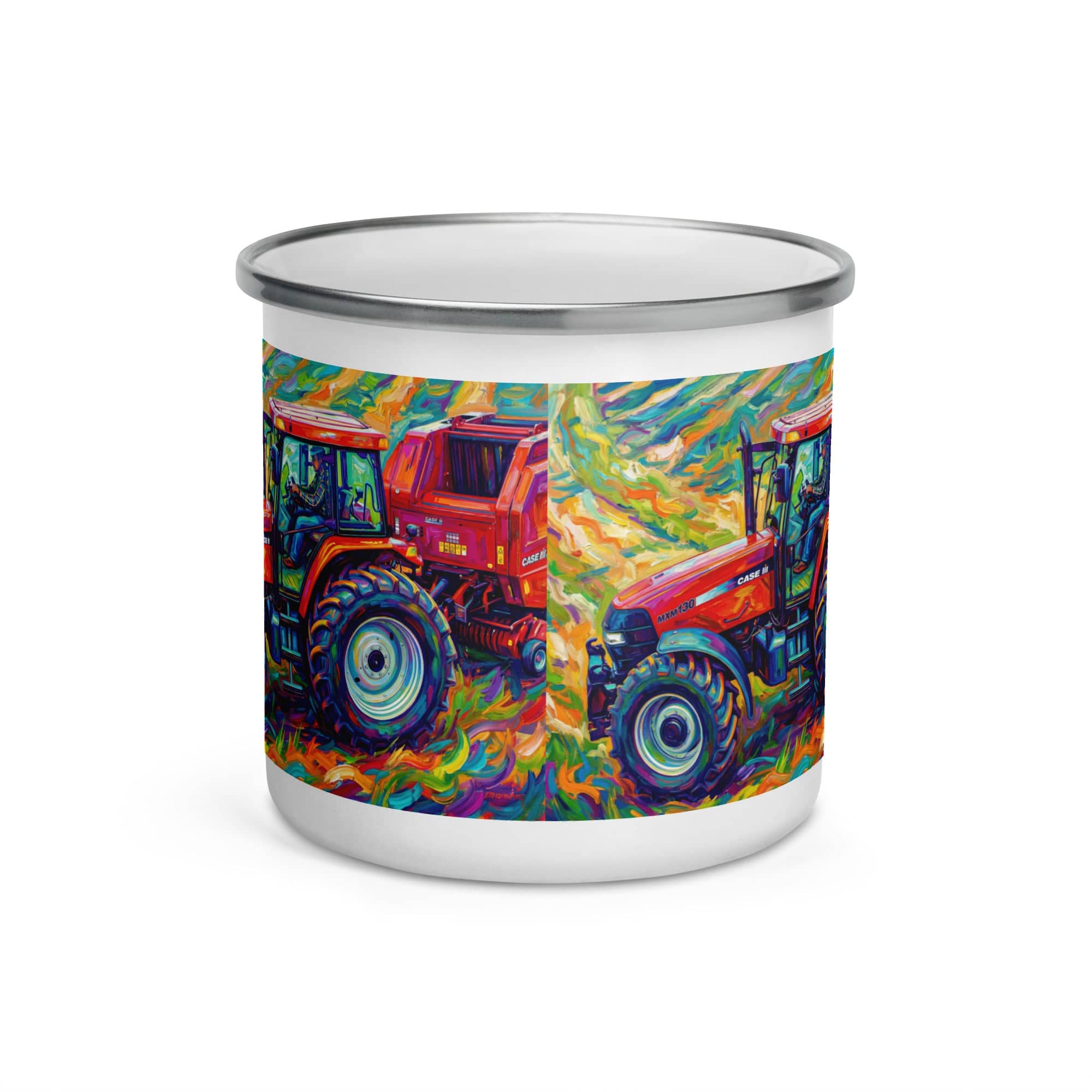 The Tractor Mugs Store CASE MX 130 | Splash Art Enamel Mug Quality Farmers Merch