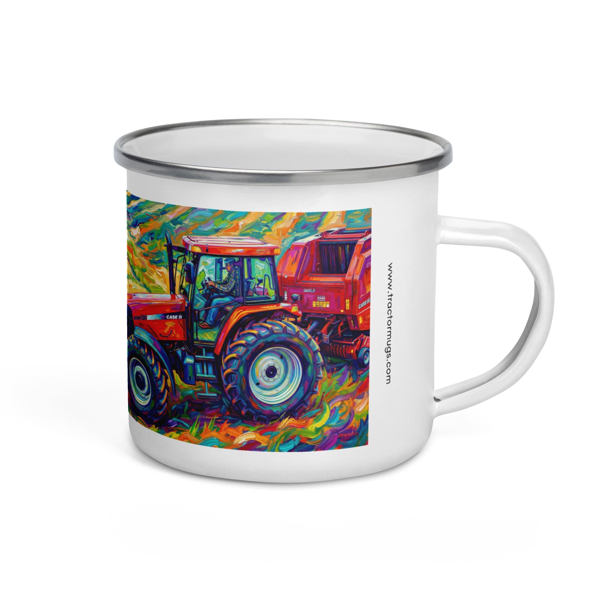 The Tractor Mugs Store CASE MX 130 | Splash Art Enamel Mug Quality Farmers Merch