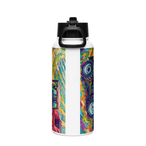 The Tractor Mugs Store CASE MX 130 | Splash Art Stainless steel water bottle with a straw lid Quality Farmers Merch