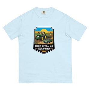 The Tractor Mugs Store Chambray John Deere 6930 PROUD AUSTRALIAN 100% FARMER Bright | Unisex Premium T-shirt Quality Farmers Merch