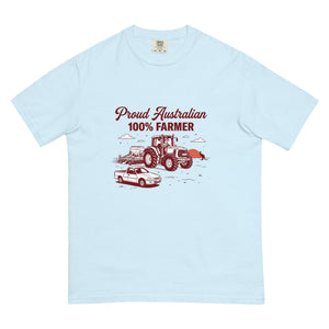 The Tractor Mugs Store Chambray John Deere 6930 PROUD AUSTRALIAN 100% FARMER Two Tone | Unisex Premium T-shirt Quality Farmers Merch