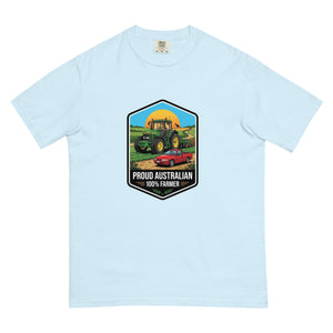 The Tractor Mugs Store Chambray John Deere 7810 PROUD AUSTRALIAN 100% FARMER Bright | Unisex Premium T-shirt Quality Farmers Merch