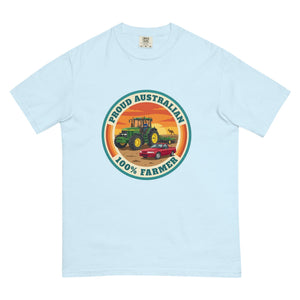 The Tractor Mugs Store Chambray John Deere 7810 PROUD AUSTRALIAN 100% FARMER Retro | Unisex Premium T-shirt Quality Farmers Merch