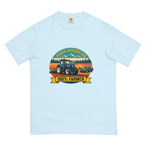 The Tractor Mugs Store Chambray New Holland T7.210 PROUD AUSTRALIAN 100% FARMER Outdoor | Unisex Premium T-shirt Quality Farmers Merch