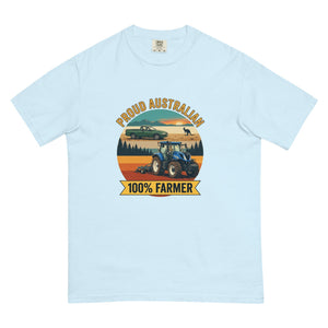 The Tractor Mugs Store Chambray New Holland T7.210 PROUD AUSTRALIAN 100% FARMER Outdoor | Unisex Premium T-shirt Quality Farmers Merch