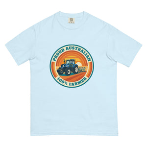 The Tractor Mugs Store Chambray New Holland T7.225 PROUD AUSTRALIAN 100% FARMER Retro | Unisex Premium T-shirt Quality Farmers Merch
