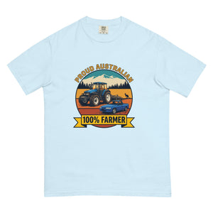The Tractor Mugs Store Chambray New Holland TM 135 PROUD AUSTRALIAN 100% FARMER Outdoor | Unisex Premium T-shirt Quality Farmers Merch