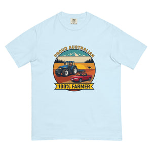 The Tractor Mugs Store Chambray New Holland TM 155 PROUD AUSTRALIAN 100% FARMER Outdoor | Unisex Premium T-shirt Quality Farmers Merch