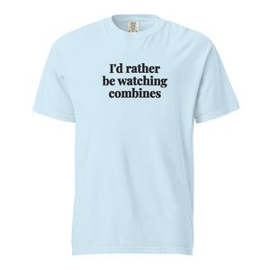 The Tractor Mugs Store Chambray / S I'd Rather Be Watching Combines | Unisex Premium T-shirt Quality Farmers Merch