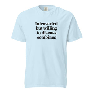 The Tractor Mugs Store Chambray / S Introverted But Willing To Discuss Combines | Unisex Premium T-shirt Quality Farmers Merch