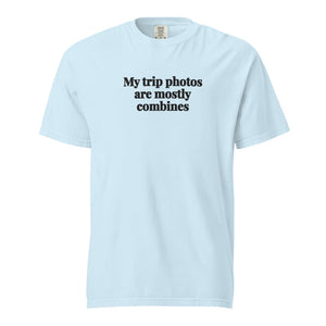 The Tractor Mugs Store Chambray / S My Trip Photos Are Mostly Combines | Unisex Premium T-shirt Quality Farmers Merch